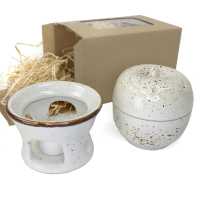 Geschenk - Set mit Apfelbräter  Ø -11 cm in Rustic Creme
